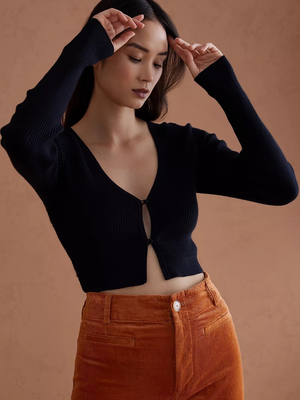 Favorite Daughter Darcy Crop Cardigan Sweater Medium Black